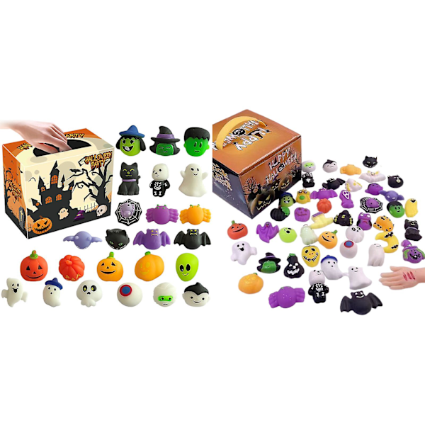 Mini Squishy Leksaker, Mochi Squishies Halloween Kawaii Zombie Spöke Mönster Stressavlastande Klämleksaker För Barn Barn Presenter 24Pcs