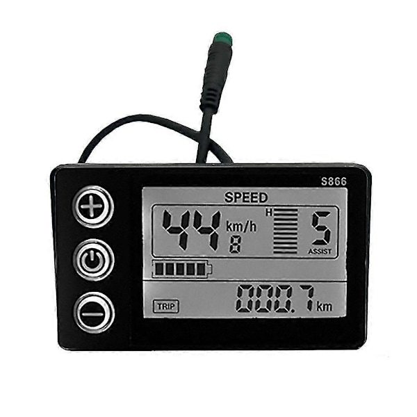 S866 Elektrisk Cykel LCD Display 24v 36v 48v E-cykel Elektrisk Scooter Display Mätare Kontrollpanel Med Vattentät Kontakt LGL