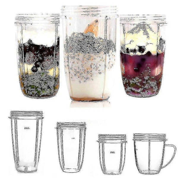 Nutribullet Vaihto 18/24/32 Oz Vaihtokupit Yhteensopiva Nutri Bullet 600w ja 900w Kanssa (ilmainen Toimitus) LGL 18OZ with Handle