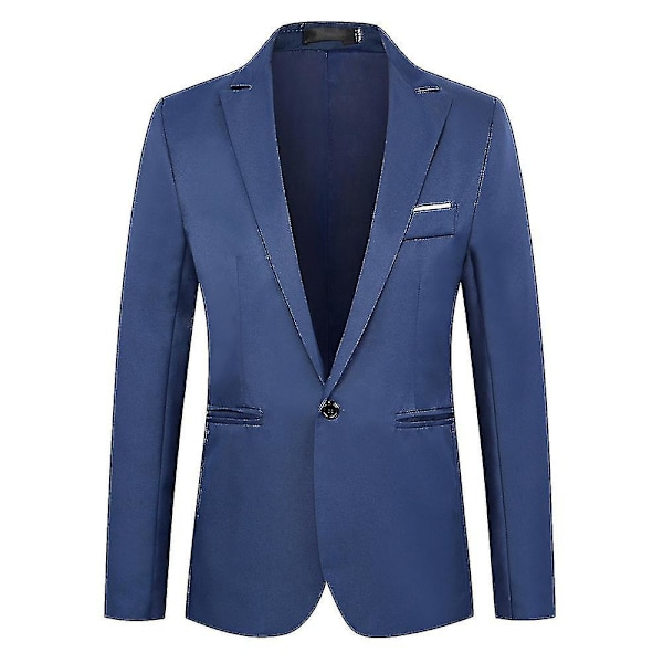 Herre Blazer med én knap, hakket revers, formel fest, aften, business jakkesæt jakke LGL Royal Blue M
