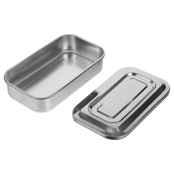 8 tommer rustfrit stål medicinsk sterilisator boks instrumentbakke med låg [GGL] Silver 21X13X4.5cm