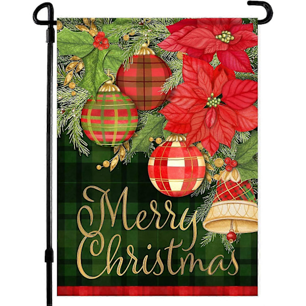Julehaveflag - Ternet Juleflag 30x45 cm Dobbelt Sidet - Premium Trykte Vinterflag til Udendørs Brug - Glædelig Jul (LGL)