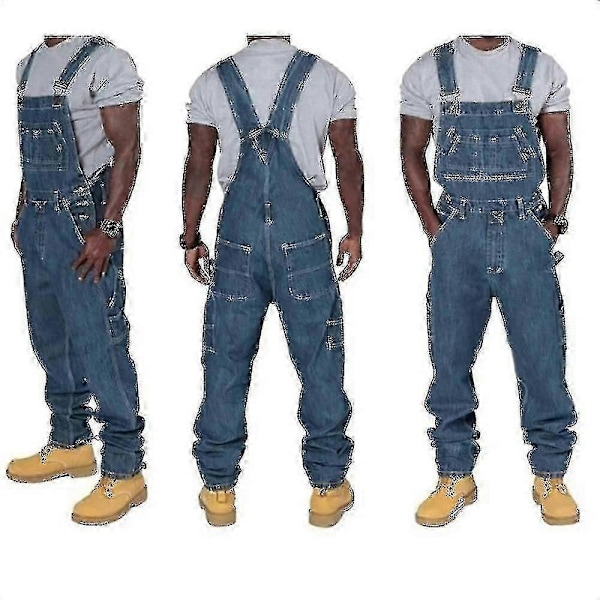 Herre Plus Størrelse Denim Overalls Mode Jeans Denim Bib Løse Flere Lommer Justerbare Stropper LGL M