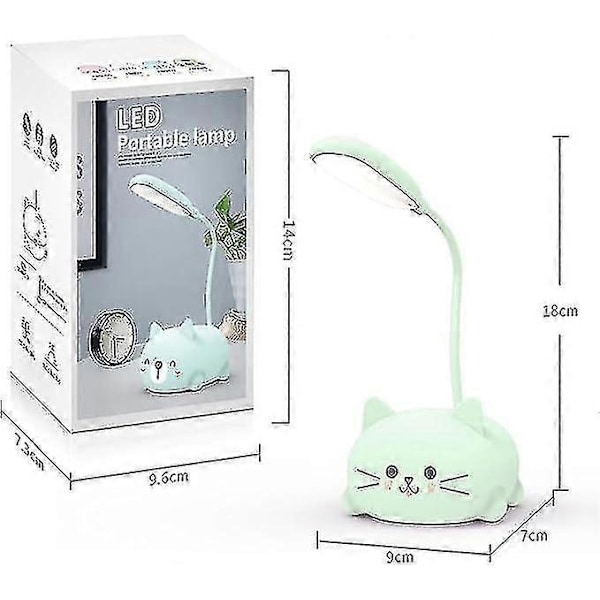 Skrivebordslampe Kompatibel Med Børn, Sød Kat LED Bordlampe Med Fleksibel Arm, USB Genopladelig Bordlampe, Øjenbeskyttelse, Læselampe, Ca LGL Blue