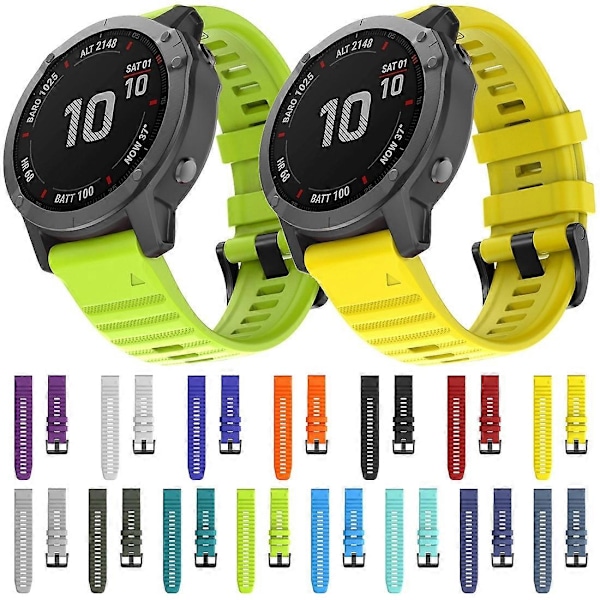 För Garmin Fenix 6X 26mm Silikonarmband LGL White