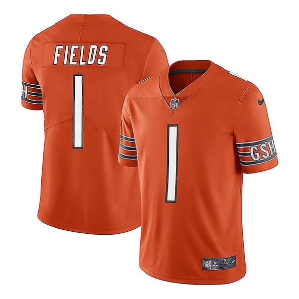 Nfl Football Jersey Chicago Bears Jersey Top Lyhythihainen T-paita 1# Fields Orange Brodeerattu Jersey (LG)