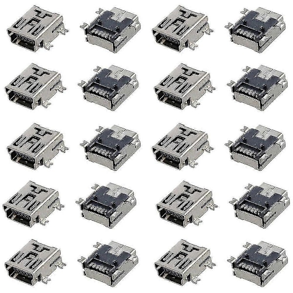 2x Korvaava Mini Usb Type B Naaras 5 Pin Pcb Piirilevy Asennus Jack Laturi Liitin 10 Kpl (LGL)
