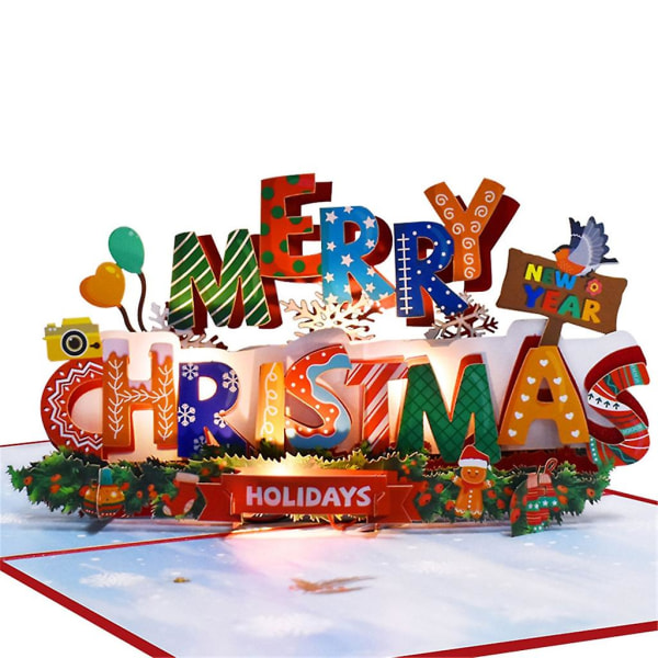 Joulukortti valot ja musiikki Joulukortti Musikaalinen joulukortti Joululaulu 3D Popup Cards Joulukortit