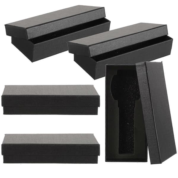 5 st Enkel Klockbox Papper Klockbox Klockhållare Med Svamp Rektangulär Klockpresentförpackning (LGL) Black 14.30X6.30X3.00CM