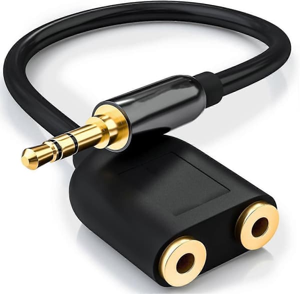 1 stk. Stereo Adapter - 2x3.5mm Hun Jack til 1x3.5mm Han Jack - Sort, 25cm (LGL)
