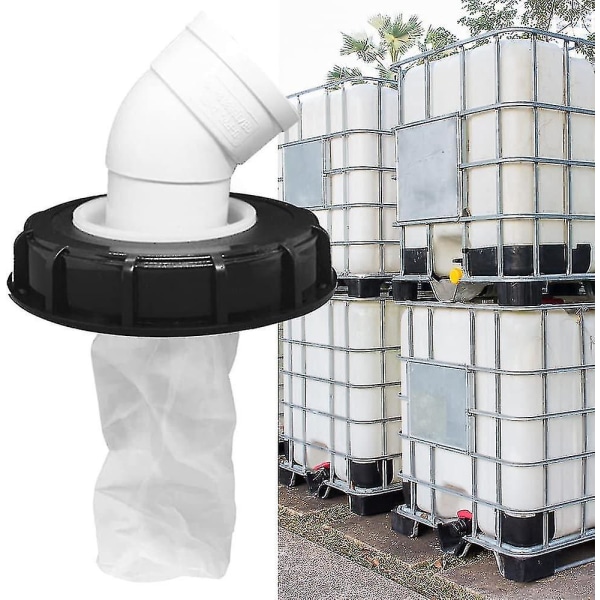 Låg med IBC Filter, 163mm IBC Lågfilter, IBC Filter Låg med Vaskbart Filter, IBC Låg med DN 75 45 Albue, Regnvandsfilter til IBC Vandtank