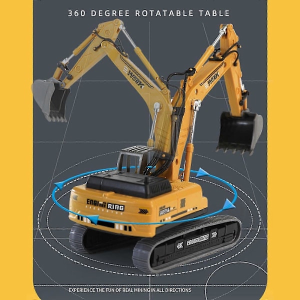 Børnelegetøjsbil Gravemaskine Model Legetøj Ingeniørkøretøj Legetøjsbil Simulation Ornament Gravemaskine Ingeniør Diecast Sæt 241228 LGL Yellow