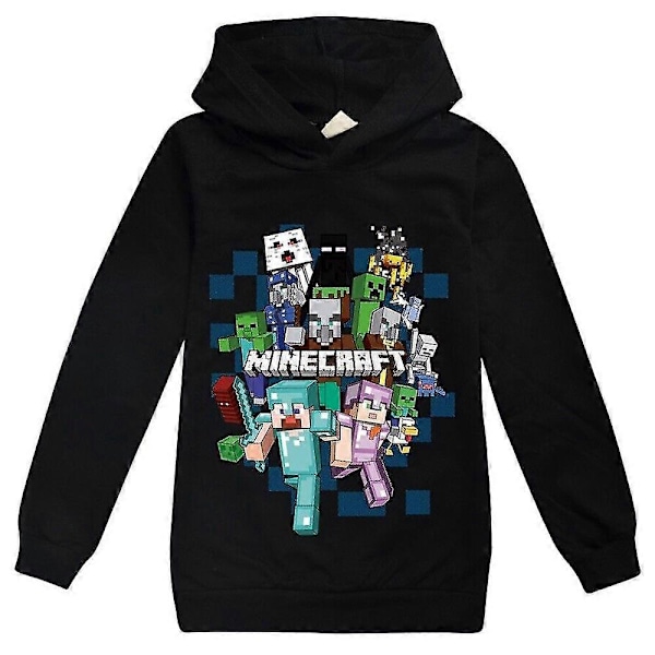 Minecraft Barn Tryckt Hoodie Casual Långärmad Tröja med Huva Toppar LGL Black 9-10Years