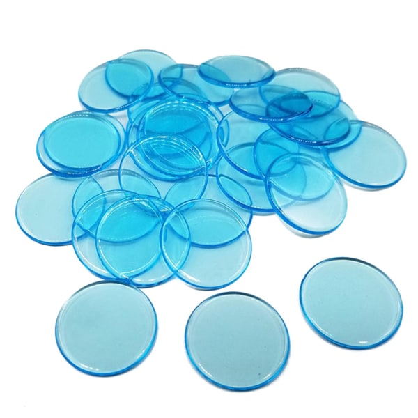 Haloppe 100st 19mm Bingo Chips Transparent Color Counting Math Game Counters Markers Lake Blue 100pcs