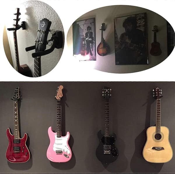 Gitarr Väggkrokar 2-pack, Gitarrkrok Väggfäste Fäste Svart Display med Skruvar - Lätt att Installera - Passar Gitarrer i Alla Storlekar (LGL)