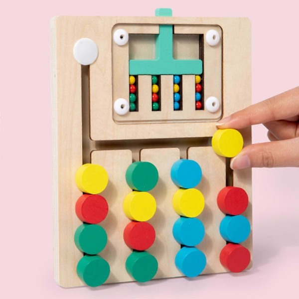 Trä 4 Kanaler Färgglada Kulor Gående Pusselbräda Undervisning Fyra Färgers Kulor Gående Spel Tanketräning Julklapp FLYE241575 LGL Multicolor
