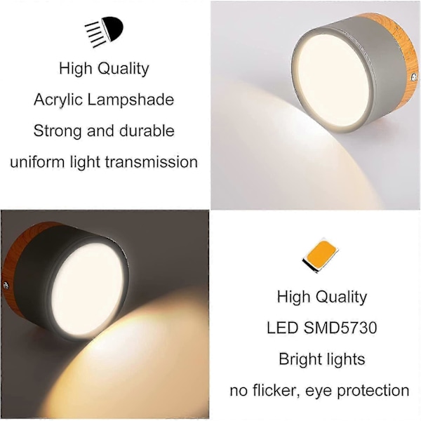 5W LED Rund Overflatemontert Takspotlight, Børstet Grå, Varmhvit, 90mm, 3000k LGL