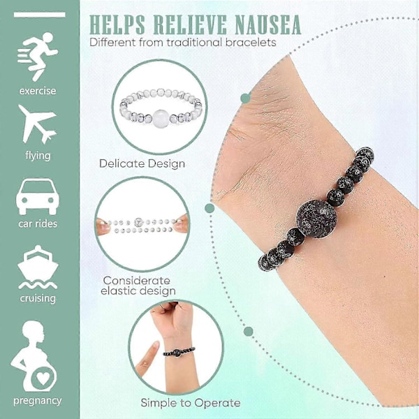 6 stk. Anti Reisekvalme Armbånd, Anti Kvalme Belte Justerbart Mot Kvalme Lindring For Reisekvalme, Kvalme, Bilsyke # LGL