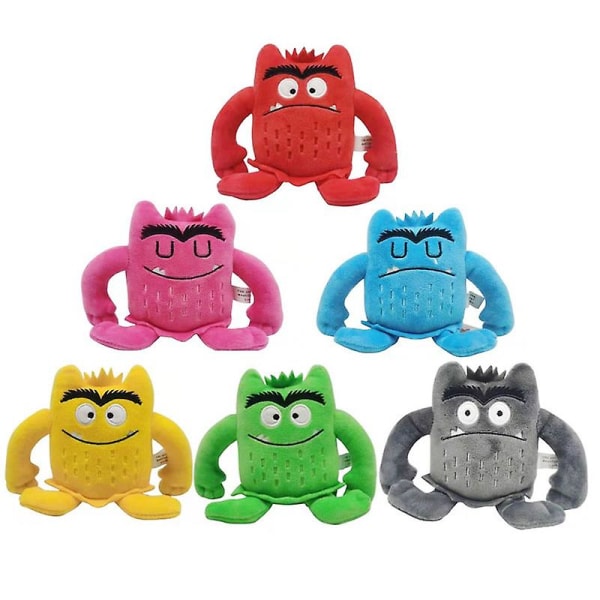6 Style Ny 15 cm Farvedukke Monster Følelsesoverdådig legetøj til børn Gaver Farvemonster Plysjulegave med tag Gray 15x13x3cm