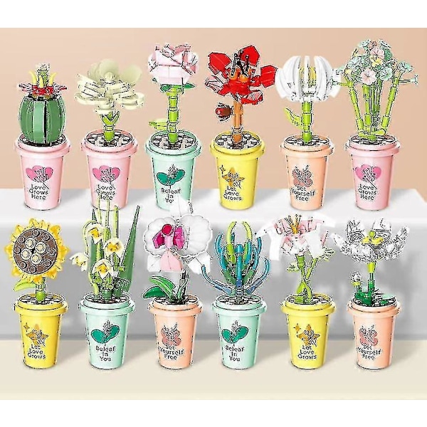 Mors Dags Gave Blomsterbuket Byggesæt Plante Serie Pottede Byggeklodser Legetøj Gave Niuniu LGL C