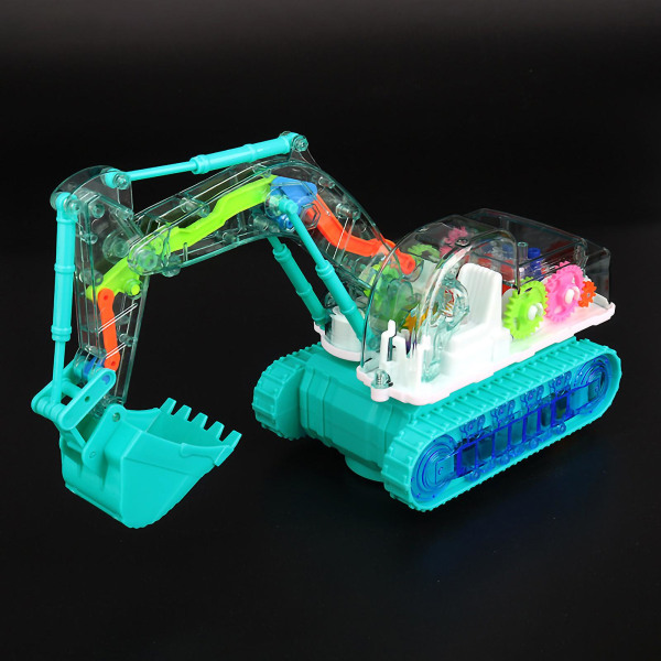 Farfi-kaivukonelelu vilkkuva valo ja musiikkisimulaatiomalli sähköinen rakennustekniikkaajoneuvo universal lelu lasten lahja Green