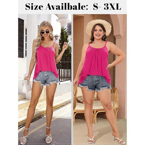 Charmleaks Dame Camisole med Indbygget BH, Løs Tank Top med Justerbare Stropper, Plisseret Cami, Løse Tunika Toppe S-3XL LGL black 2XL