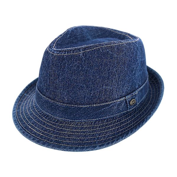 Fedora-hatt i bomullsdenim (Herr) (LGL) Denim Blue Small/Medium