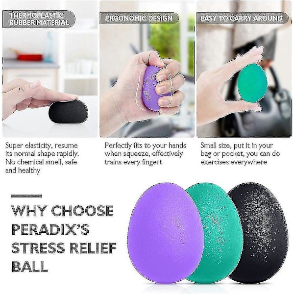 Handterapibollar 3-pack Finger Gewaltenk Artros Träning Handträningsbollar Handterapi Träningsbollar Silikon Fingertränare LGL