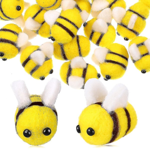 24 stk kosedyr Barn kosedyr filt figurer håndverk bier dekorasjoner mini filt bier