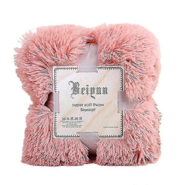 80x120cm Blød Fluffy Shaggy Varm Senge Sofa Sengetæppe Sengetøj Lagen Kastetæppe Qinhai-Høj Kvalitet LGL Bean Pink