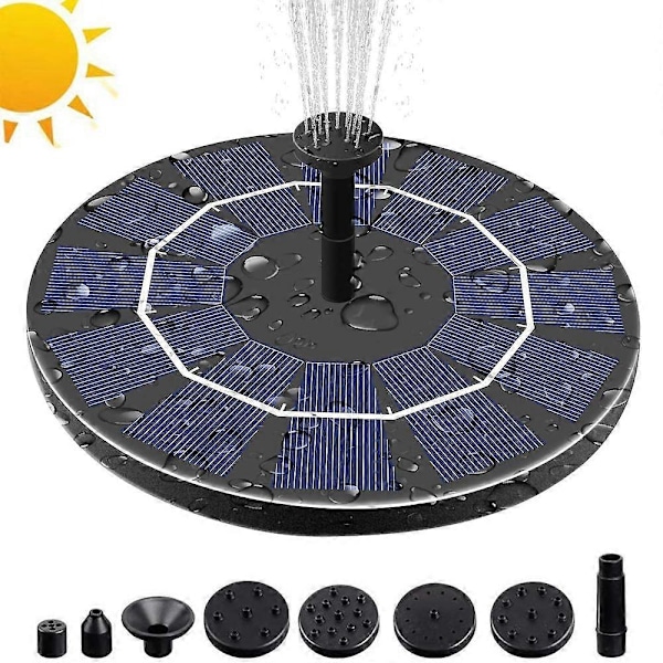 3,0W Solcelled Fontænepumpe kompatibel med Fuglebad med 3,7V 1200mAh Batteribackup, Fritstående Bærbar Flydende Solcelledrevet Vandfontæne (LGL)