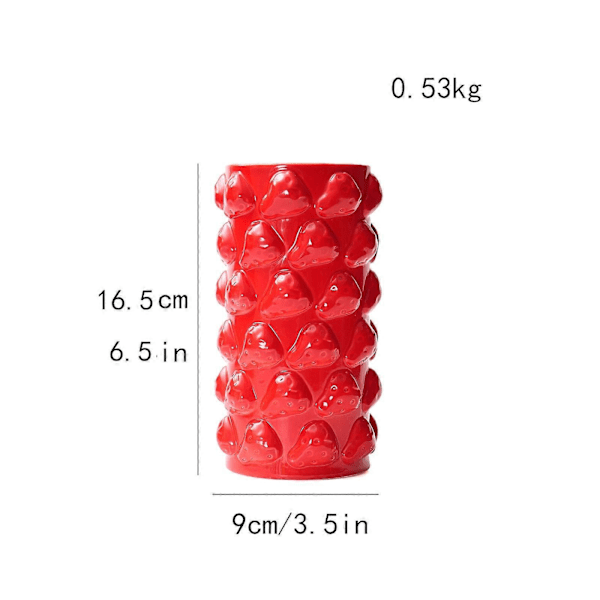 Blomvas i porslin Blomkruka Blomsterarrangemang för Balkong Spiselkrans Kontor citrongul LGL strawberry red 16.5cmx9cm