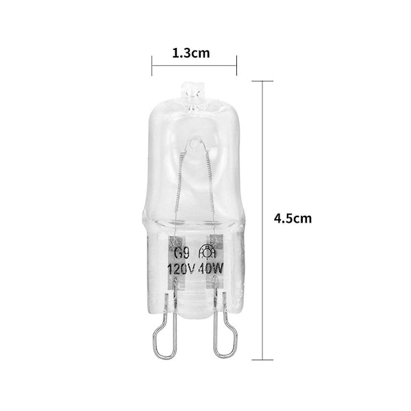 G9 Ovnlampe Høj Temperatur Modstandsdygtig Holdbar Halogen Pære Lampe til Køleskabe Ovne Ventilatorer 40W Transparent