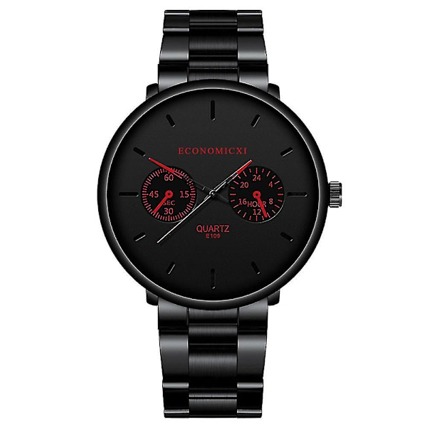 Herre Business Rustfritt Stål Rem, Luksus Quartz Armbåndsur LGL black blue
