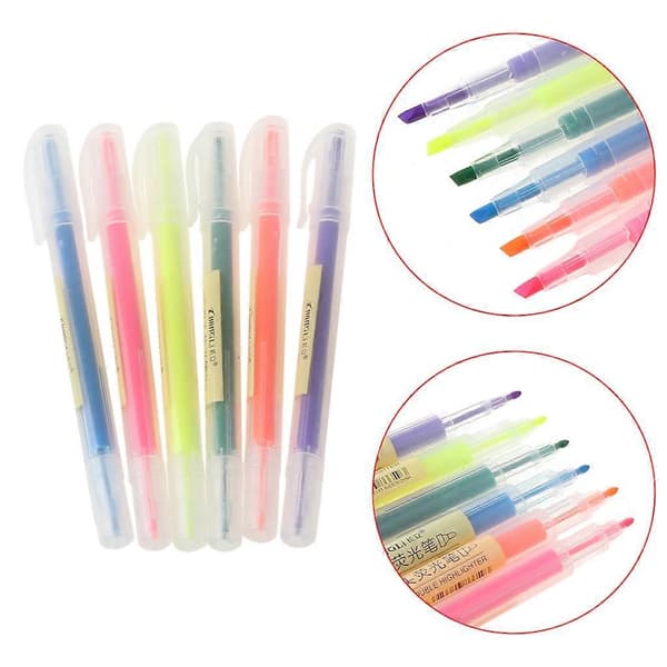 6 stk. vandfarve gelpen sød highlighter solid accent blæk maker glat skrift (LGL)