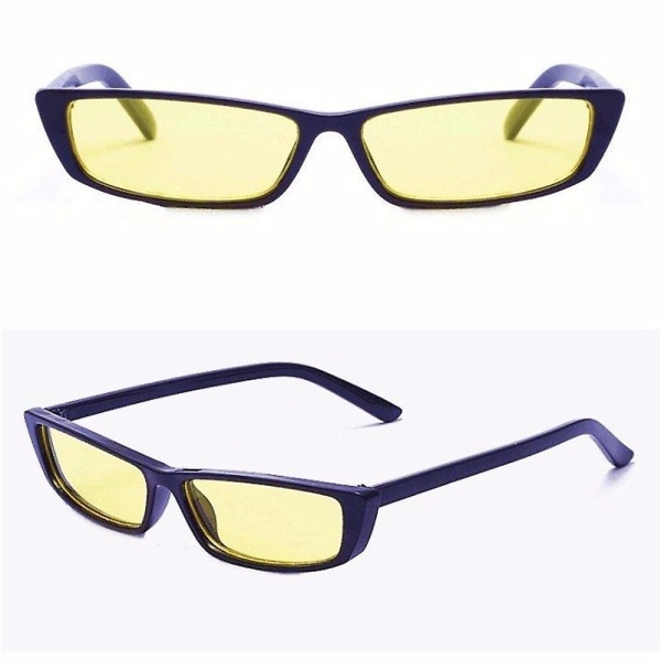 1 stk Vintage rektangulære solbriller Kvinner Retro Skinny Eyewear Liten innfatning Solbriller Retro Black Eyewear Smale briller Shades