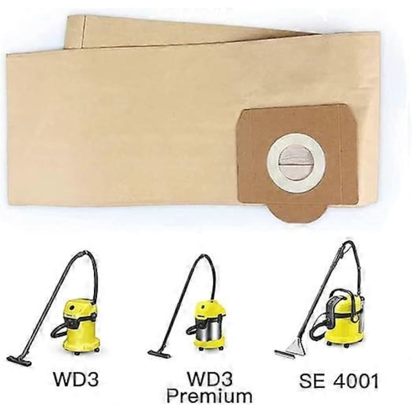 5 kpl Pölynimurin Pölypusseja Karcher WD3, WD 3 Premium, WD3200, WD3500P, A2204, A2534, SE4001, KAR69591300 LGL -malleihin