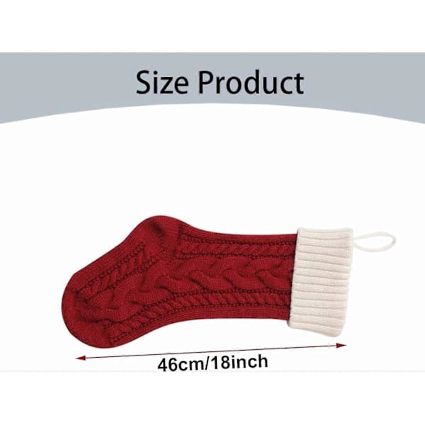 Joulusukka 45 cm Suuri Mukautettu Perheen Joulusukka Neulottu Kirjailtu Joulusukka (1 kpl) (K, One Size) (LGL)