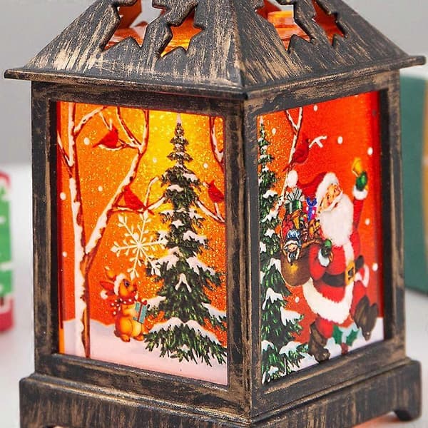 Sæt med 2 retro dekorative julelanterner (6,5x6,5x12,5cm) (LGL)