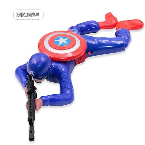 Elektrisk kravlende camouflage soldat Spider-Man Hulk Superman Amerikansk team med gribe-lydeffekt spisende kylling action legetøj LGL Captain America Crawler