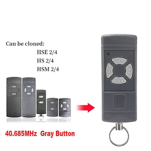 2-pak Garageport Fjernbetjening til HSE2-40, HS4-40, HSM4-40, Grå Knapper 40.685MHz Håndholdt Sender LGL Gray