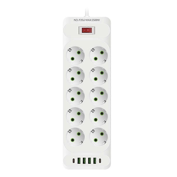 EU Stik AC Stikkontakt Strømskinne Multitap Elektrisk Stik med 4 USB Porte Hurtig Opladning Multiprise Netværk (LGL)