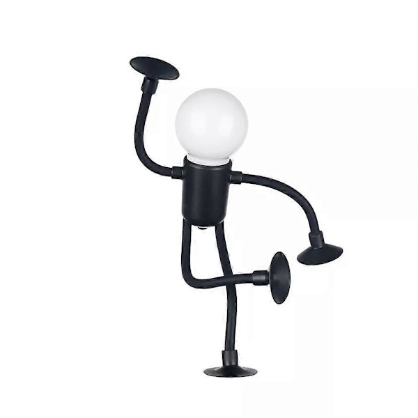 Formbar Sjov Sportsmand Natlampe Knapbatteri Bordlampe Alsidig Mini Lampe Kreativt Ornament Vakuumadsorption LGL Black
