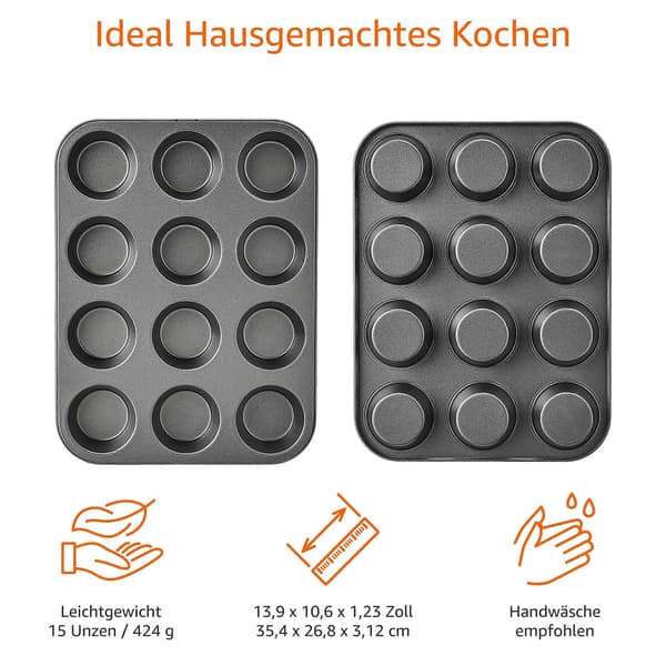 Non-stick muffinsformar i kolstål, 2-pack (LGL)