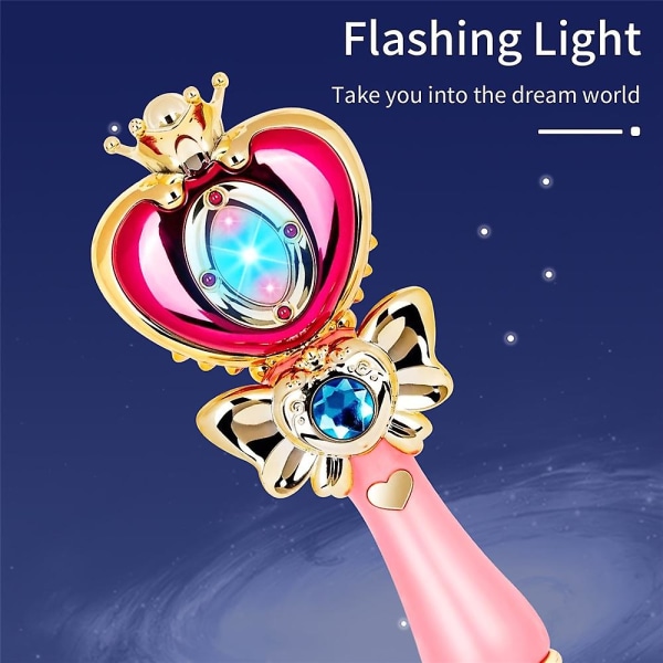 Luminous Princess Stick Magic Fairy Stick Kids Elf Queen Cosplay Wand Sailor Moon Light Anime Wand med lys og musikkrekvisitter[GL] Red