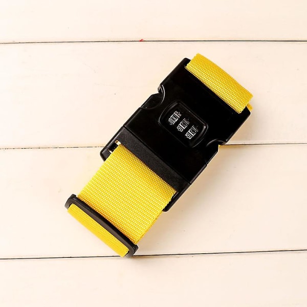 Personlig bagasjestropp - Trygg bagasje 180 cm x 5 cm med lås - trykt (gul med lås)