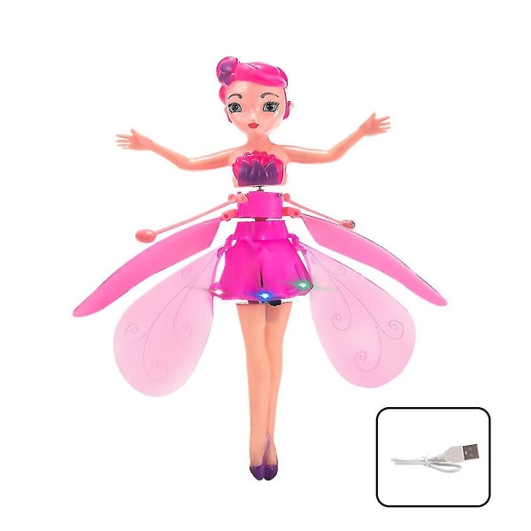 Flygande älva prinsessa dockor magisk infraröd induktionskontroll flicka leksak födelse gåva Pink