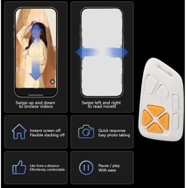 Dpofirs Scroll Remote for TikTok Clicker Page Turner, Bluetooth Camera Remote for iOS/Android (Hvit)（LGL）