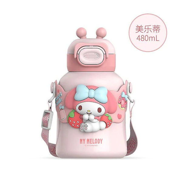 Sanrio Kuromi tyhjiökuppi tytöt Kawaii Anime Cinnamoroll My Melody olkikupin talvi lämmin suuri kapasiteetti vesipullo lahja lapselle My Melody 480ml