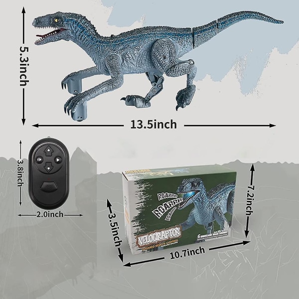Kaukosäätimellä varustetun dinosauruslelut pojille 360 ​​astetta kääntyvä sähköinen kävelevä dinosauruslelu, jossa on mölyääni tärisevä pää ja häntä elektroniset lelut